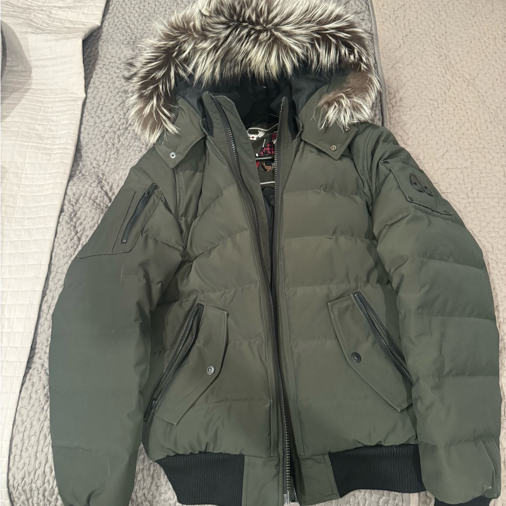 Moose Knuckles Black Jacket with Red Accents